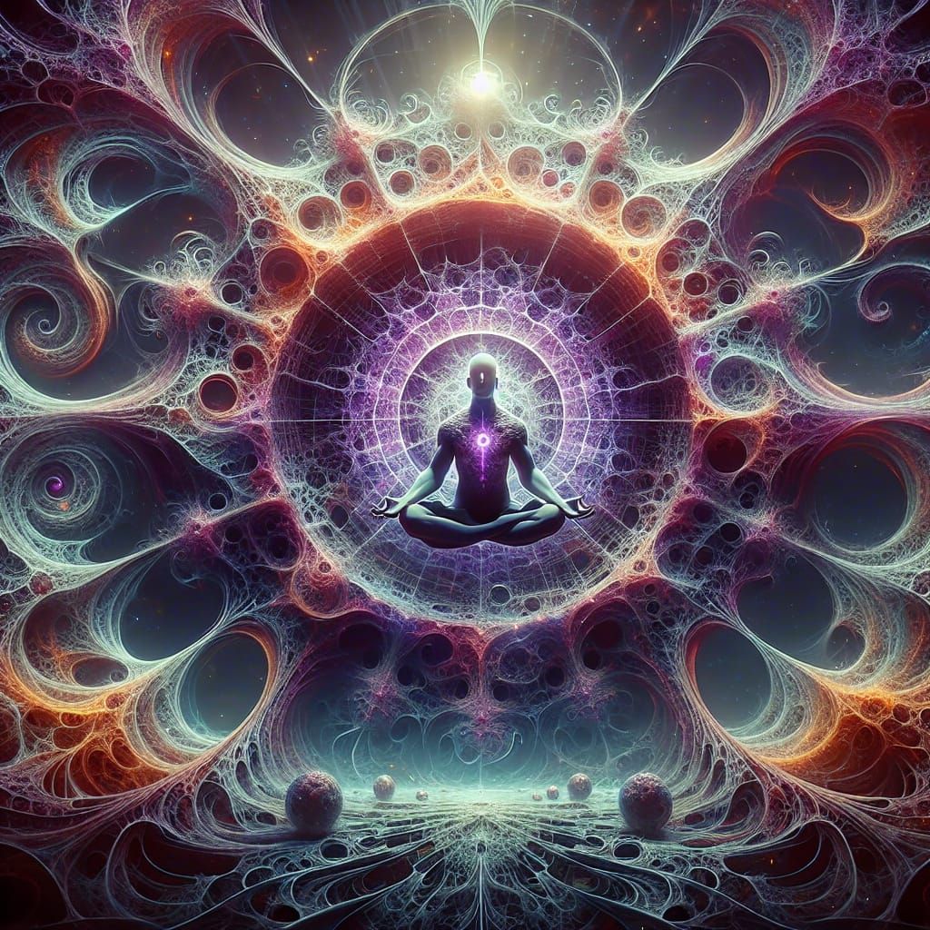 Fantasy Art: Meditating Figure Trapped in Time's Whirlpool