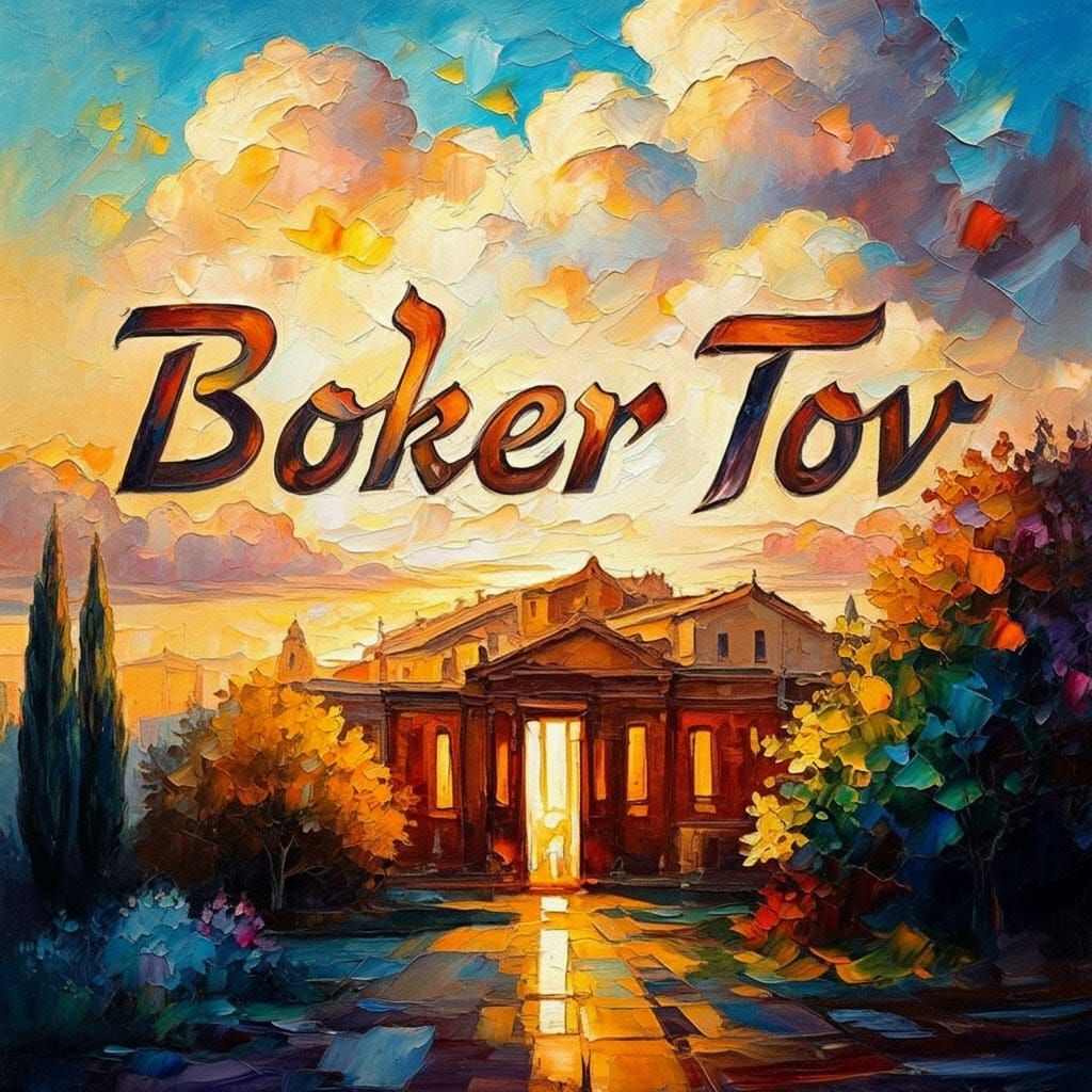 Boker Tov Morning Sky in Vibrant Afremov Style