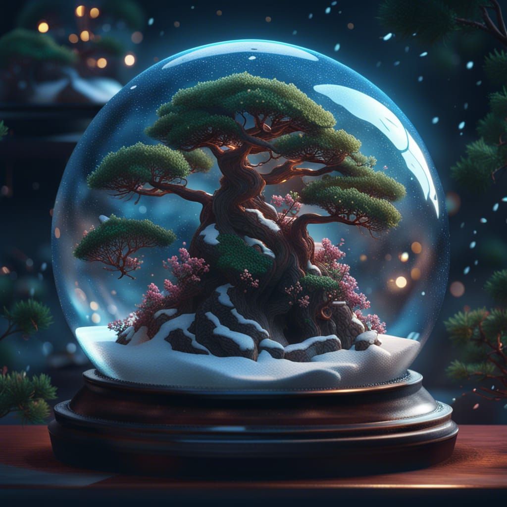 Bonsai snow globa
