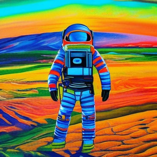 Astronaut in Distant Golden Hour