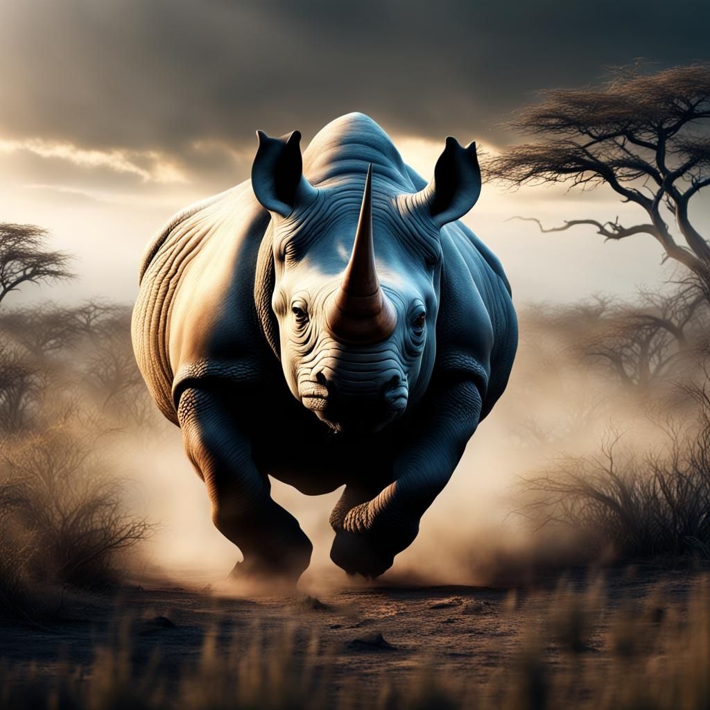 Charging Black Rhinoceros