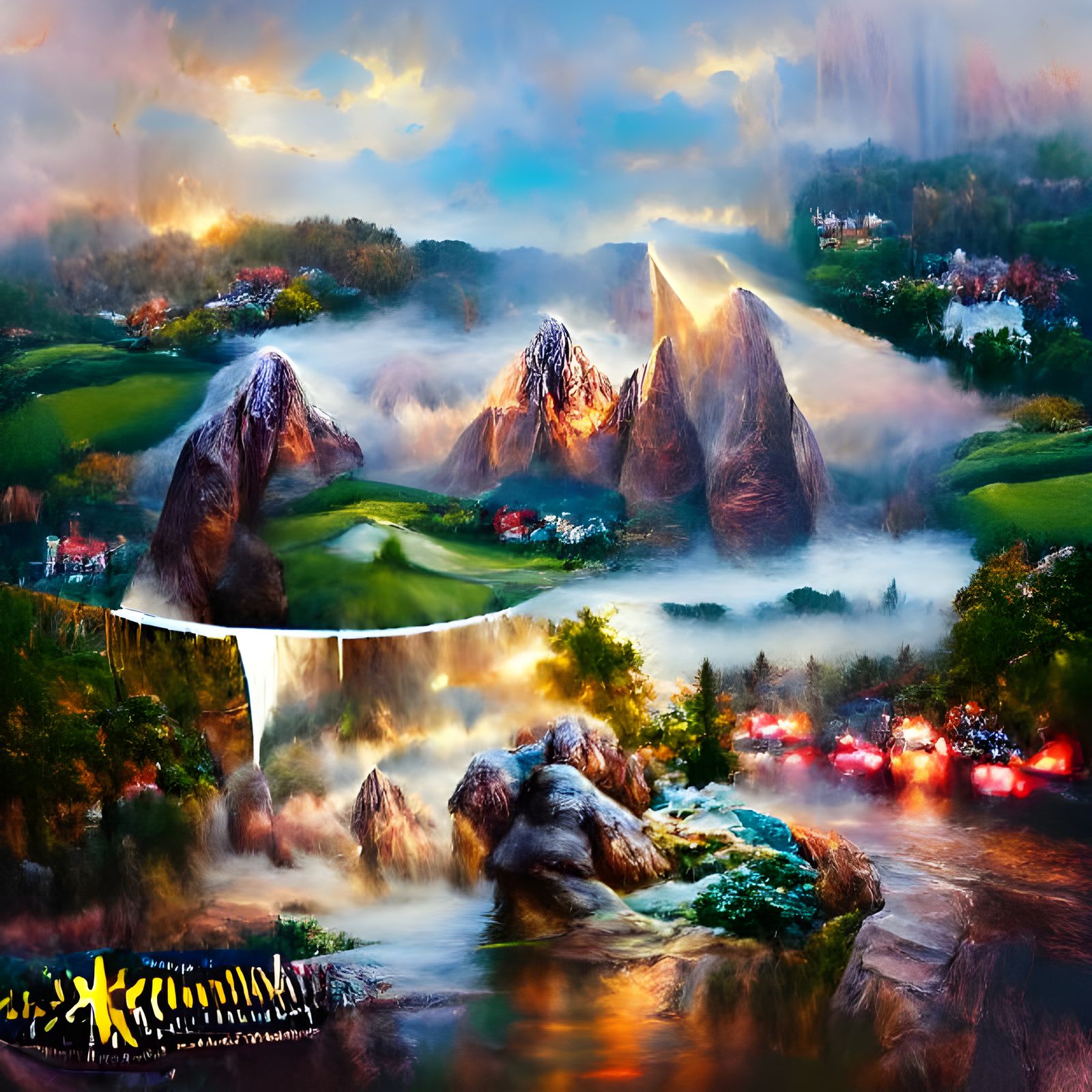 Beautiful misty mountain with surrounding landscape Thomas K...