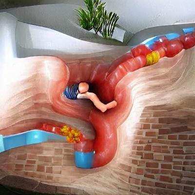 the entrance to an intestinal waterslide