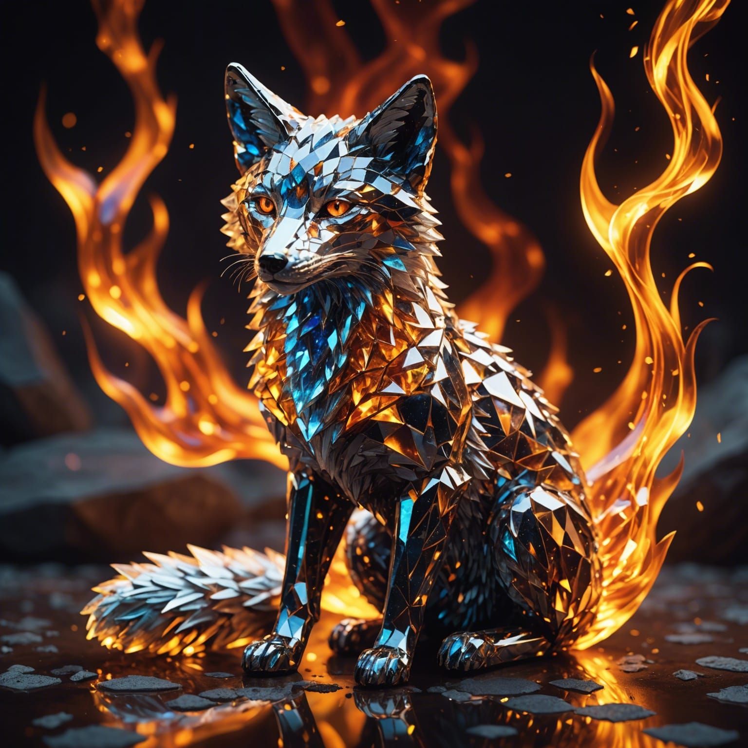 Reflections of Fire: The Crystal Fox  by @Blandry
