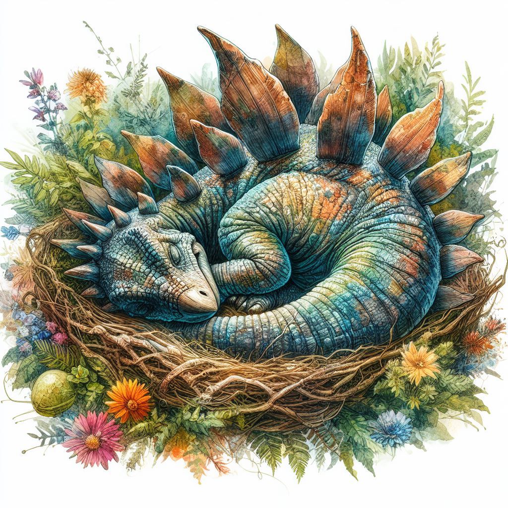 A sleeping baby stegosaurus