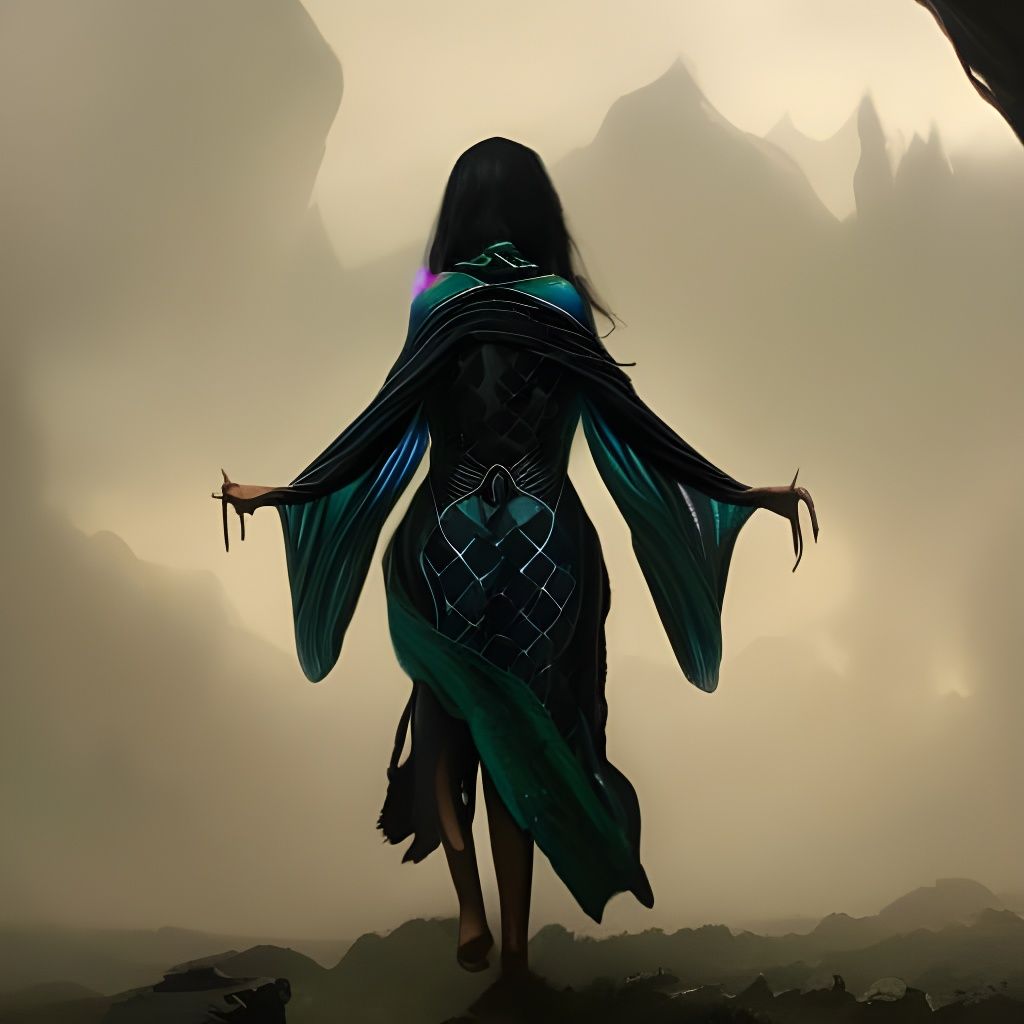 Hero's Cape of Rainbow Snakes: Digital Art