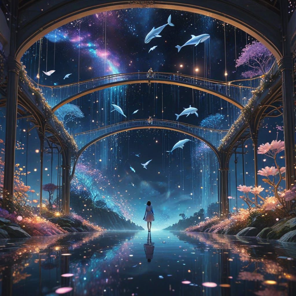 "City on Star Petals"
Style:
A fusion of Studio Ghibli, James Gurney and cosmic fantasy art. Soft colors, watercolor transitions, almost med...