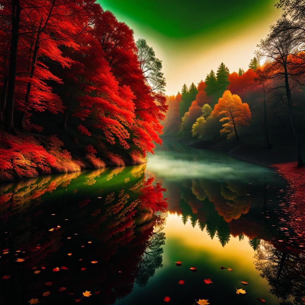 Autumn Calm River - AI Generated Artwork - NightCafe Creator