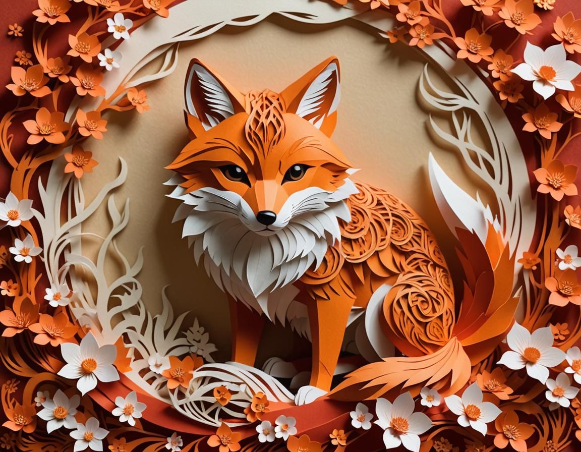 Kirigami Kitsune  by @moowokuorn