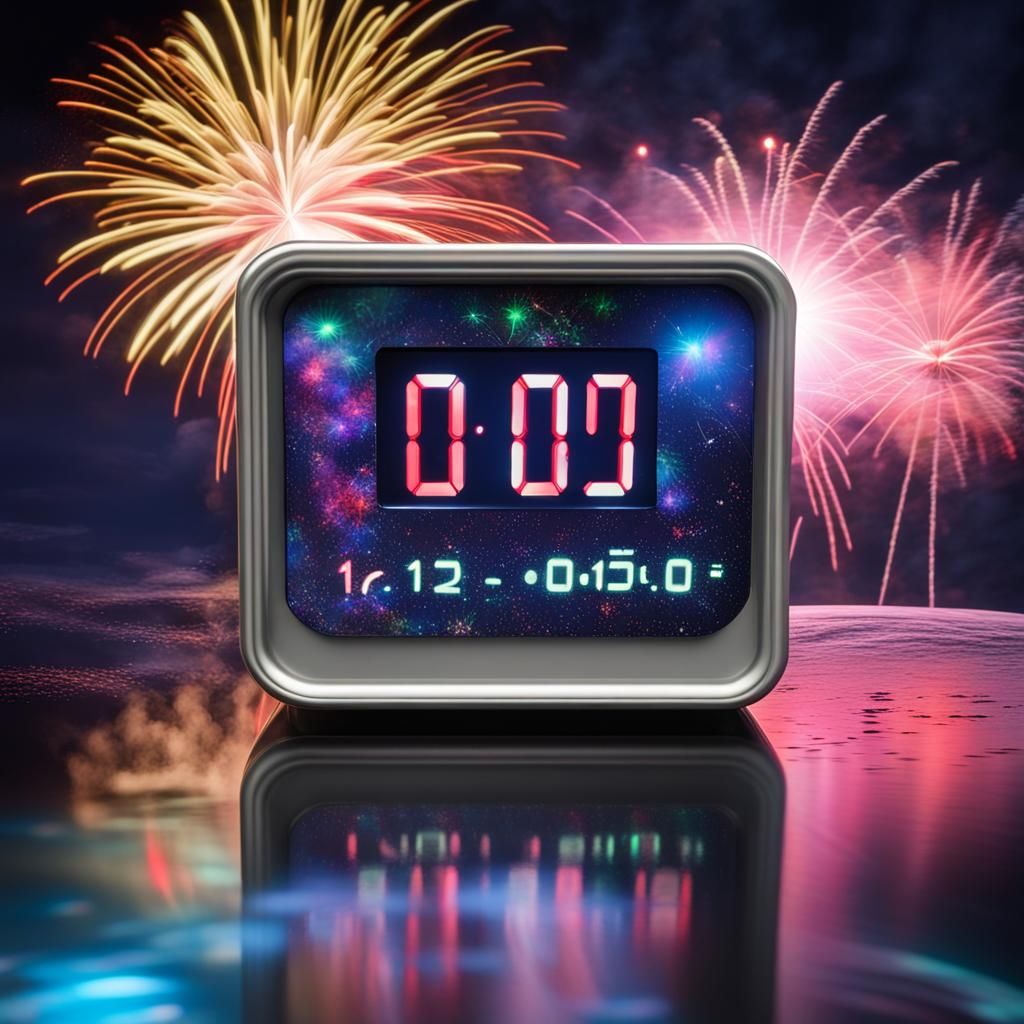 Futuristic large rectangle digital clock with LED display th...
