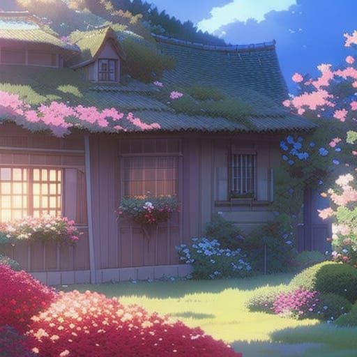 Rose Bush by a Cottage - AI Generated Artwork - NightCafe Creator