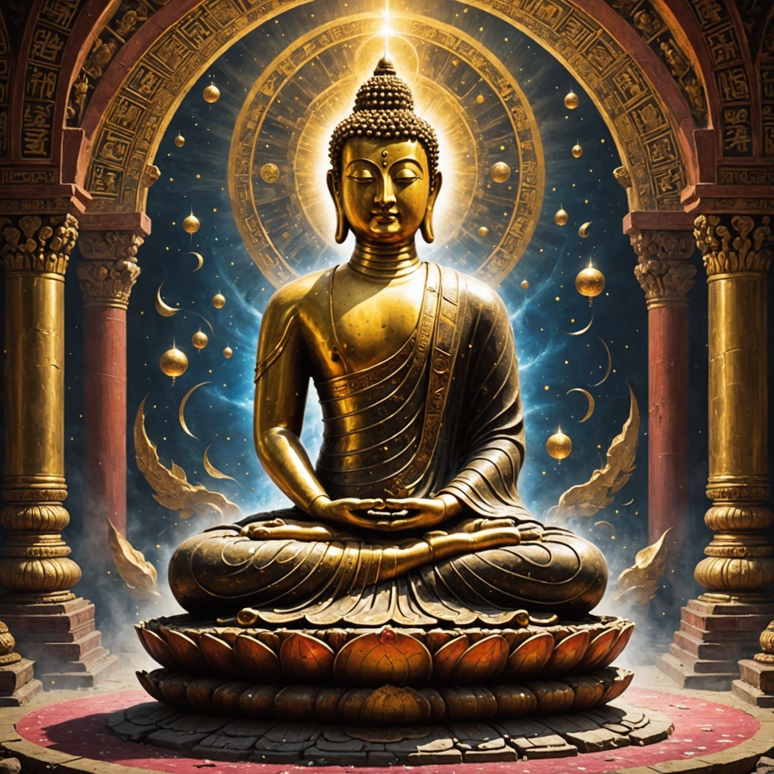 Buddhist Philosophy Discourse in a 3D Anime Art Style