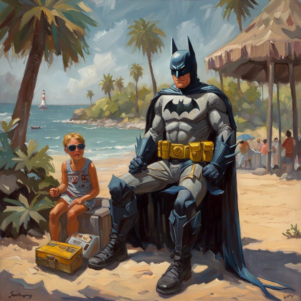 Batman on a vacation   by @Luna