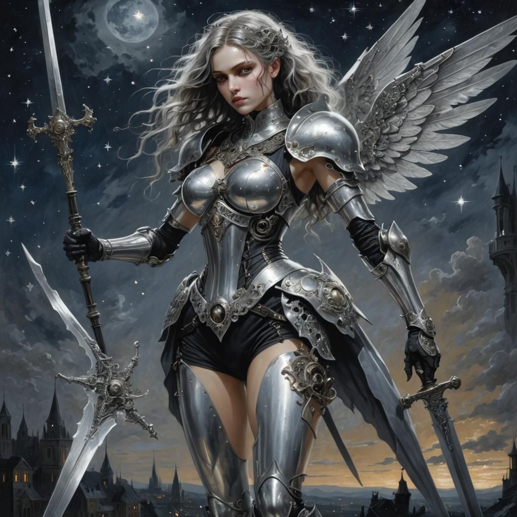 Silver angel - AI Generated Artwork - NightCafe Creator