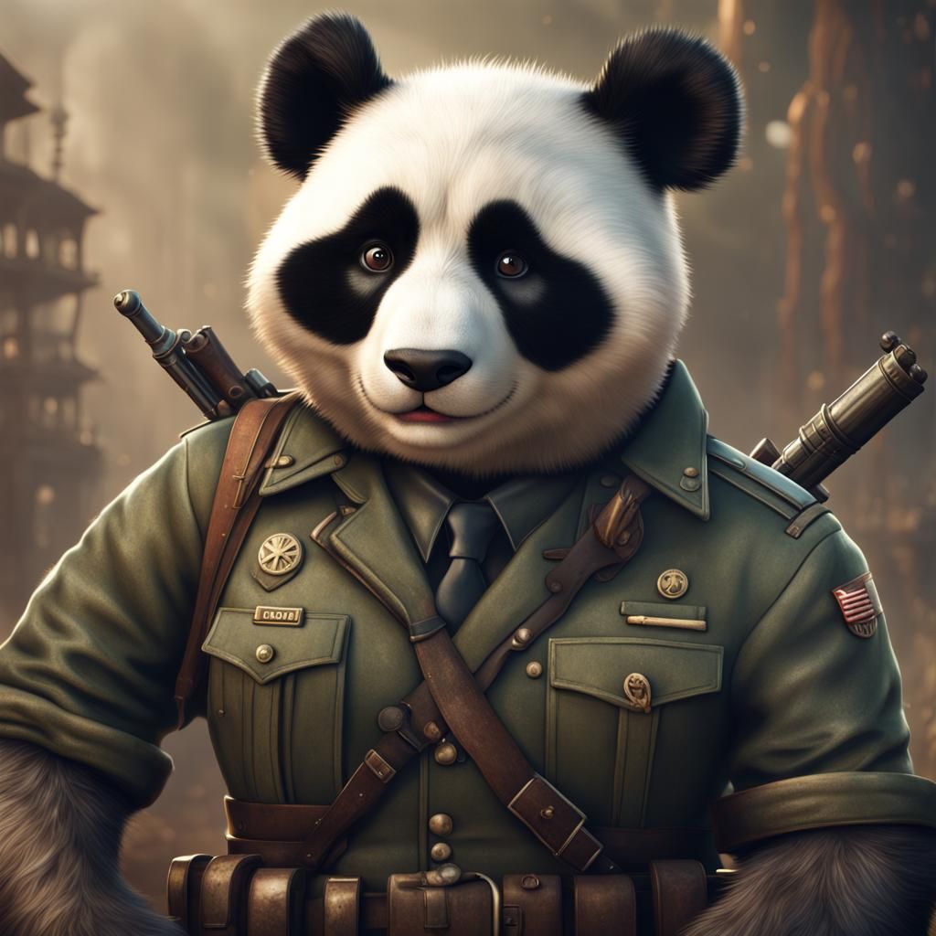 Panda dressed as WWII pin-up - AI Generated Artwork - NightCafe Creator