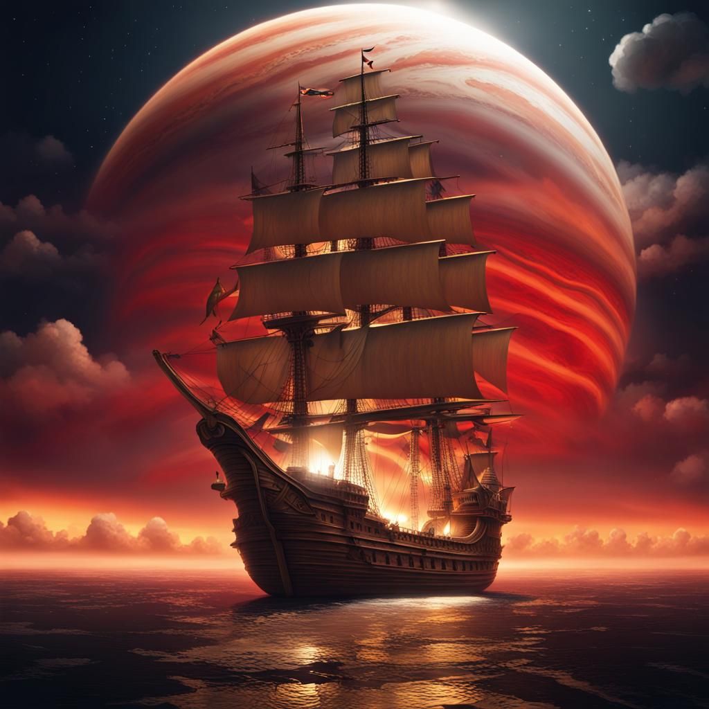 Anime Pirate Ship on Jupiter's Rings