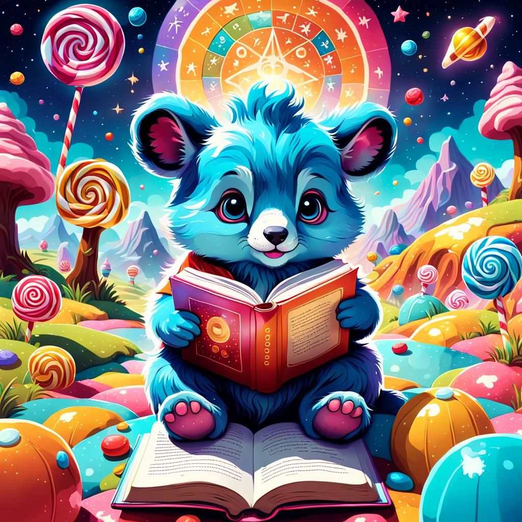 Cute Animal in Candyland: Digital Illustration
