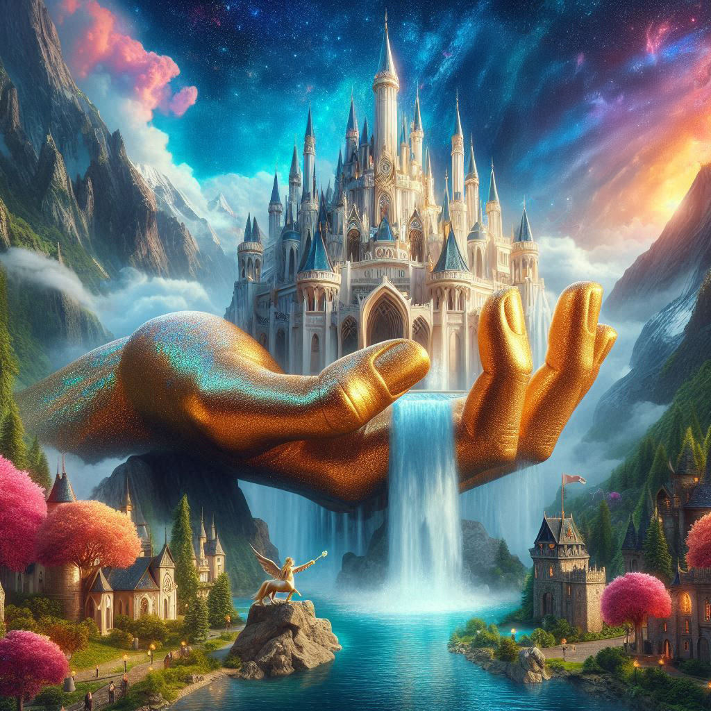 Golden Hand fairytale castle falls