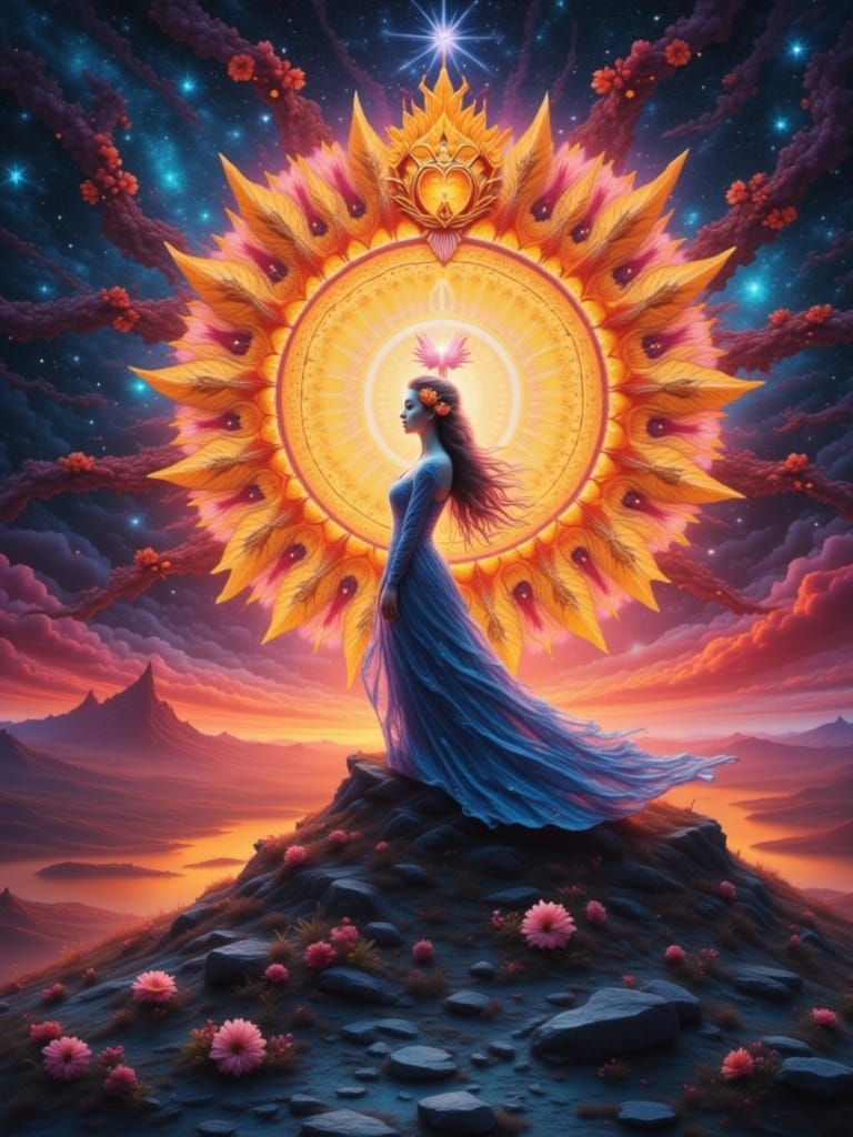 Sun glow devine being of Star love light <lora:Sparkle Night:1.0> 