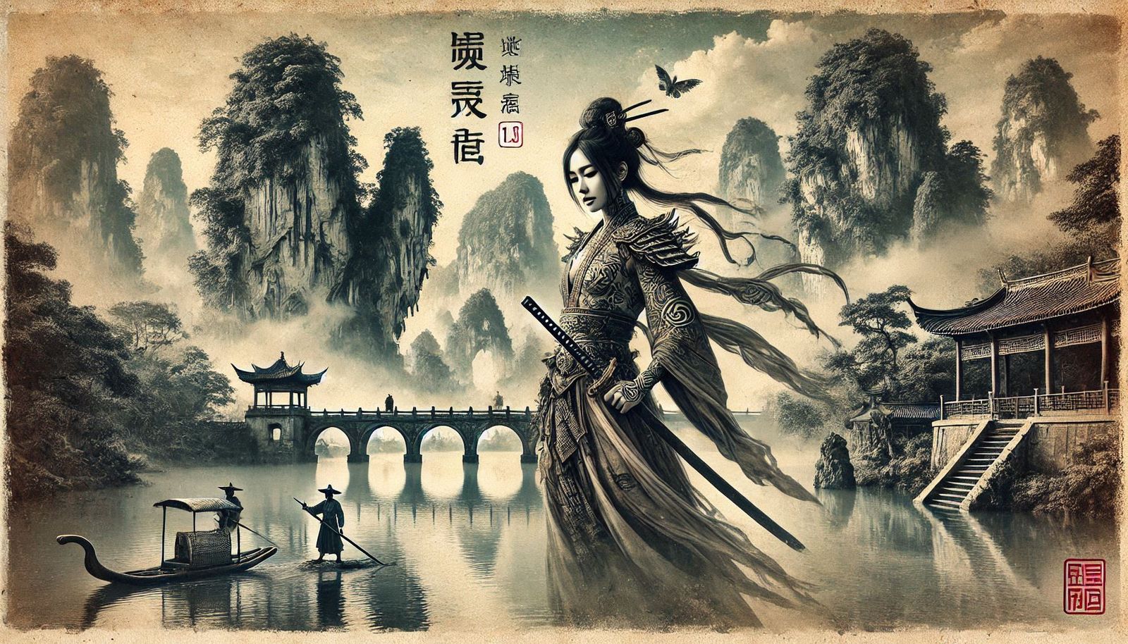 Oriental swordswoman