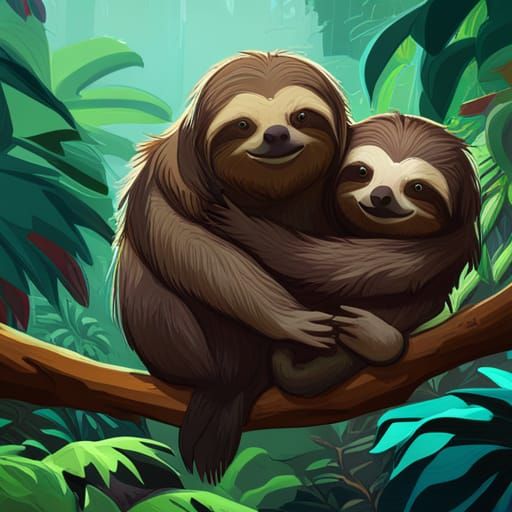 sloths cuddling AI Generated Artwork NightCafe Creator