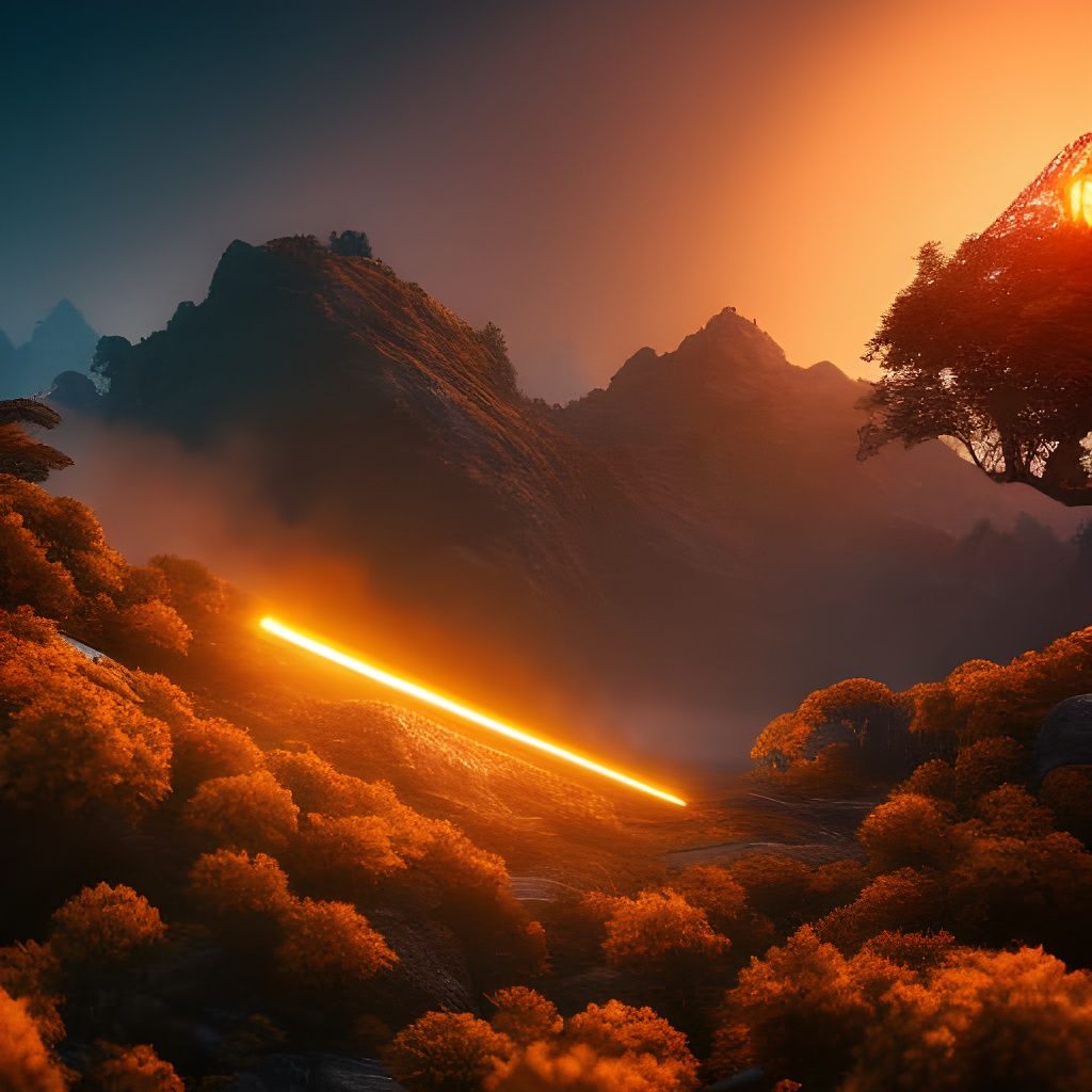 Light saber in the mountains