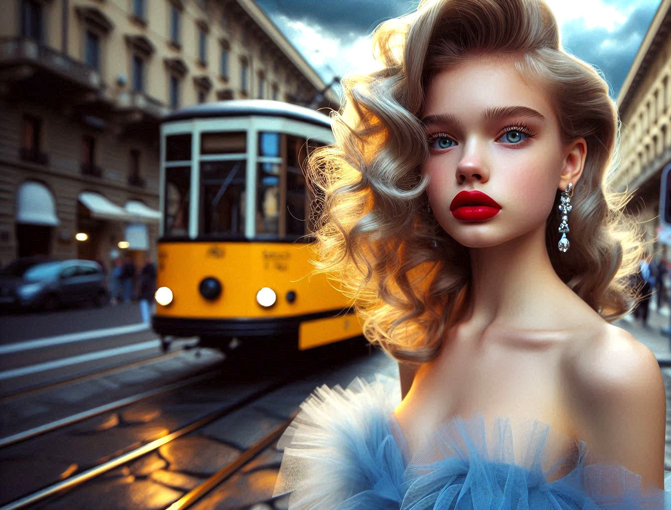 Milan tram approaching