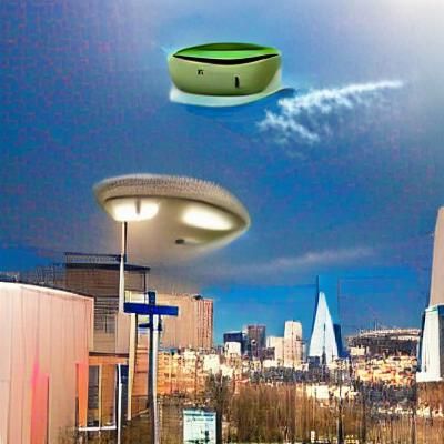Alien UFO over city looking for nearest bathroom