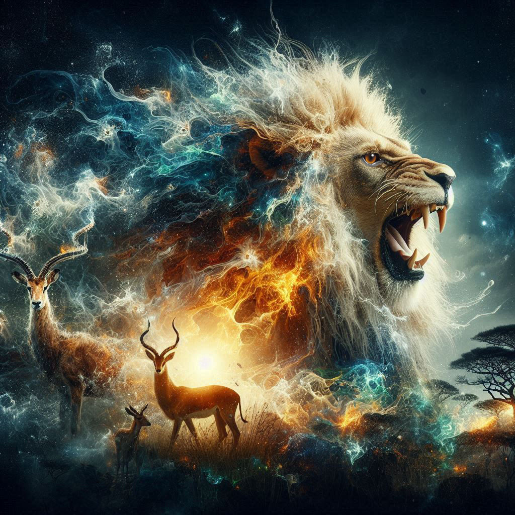 Fiery Lion of the Savannah ruling over his domain