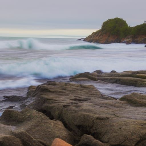 Rocky shores high waves