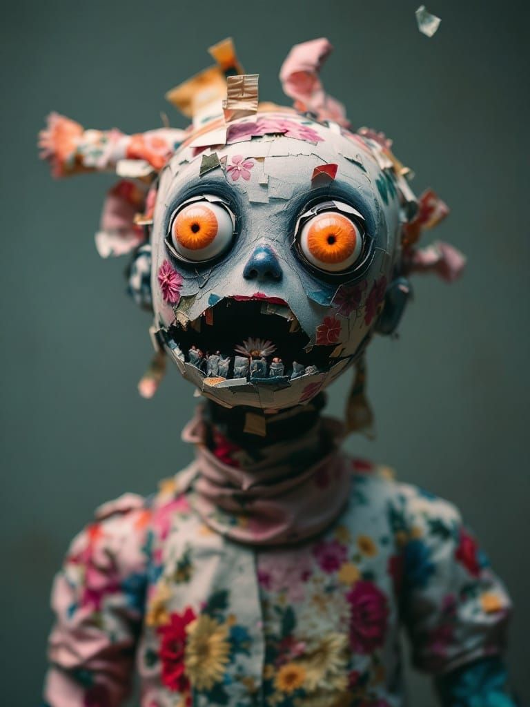 Surreal Puppet Portrait in Vibrant Colors