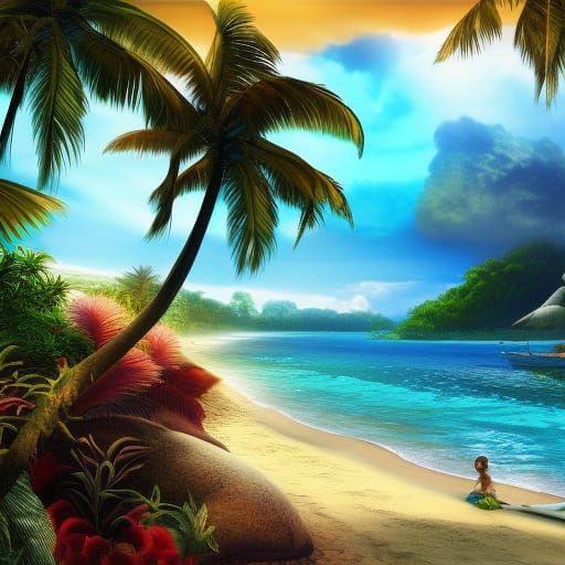 Tropical beach - AI Generated Artwork - NightCafe Creator