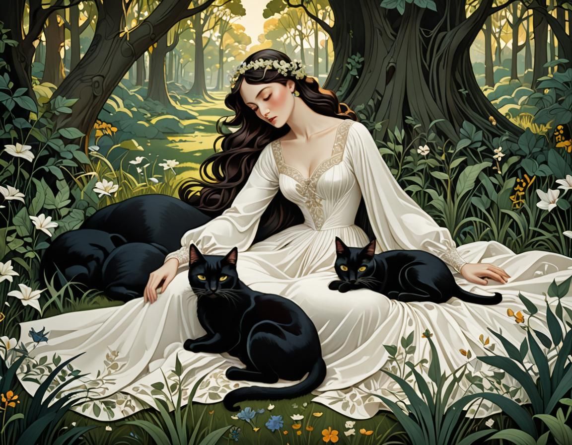 She loves her black cats  by @Jin