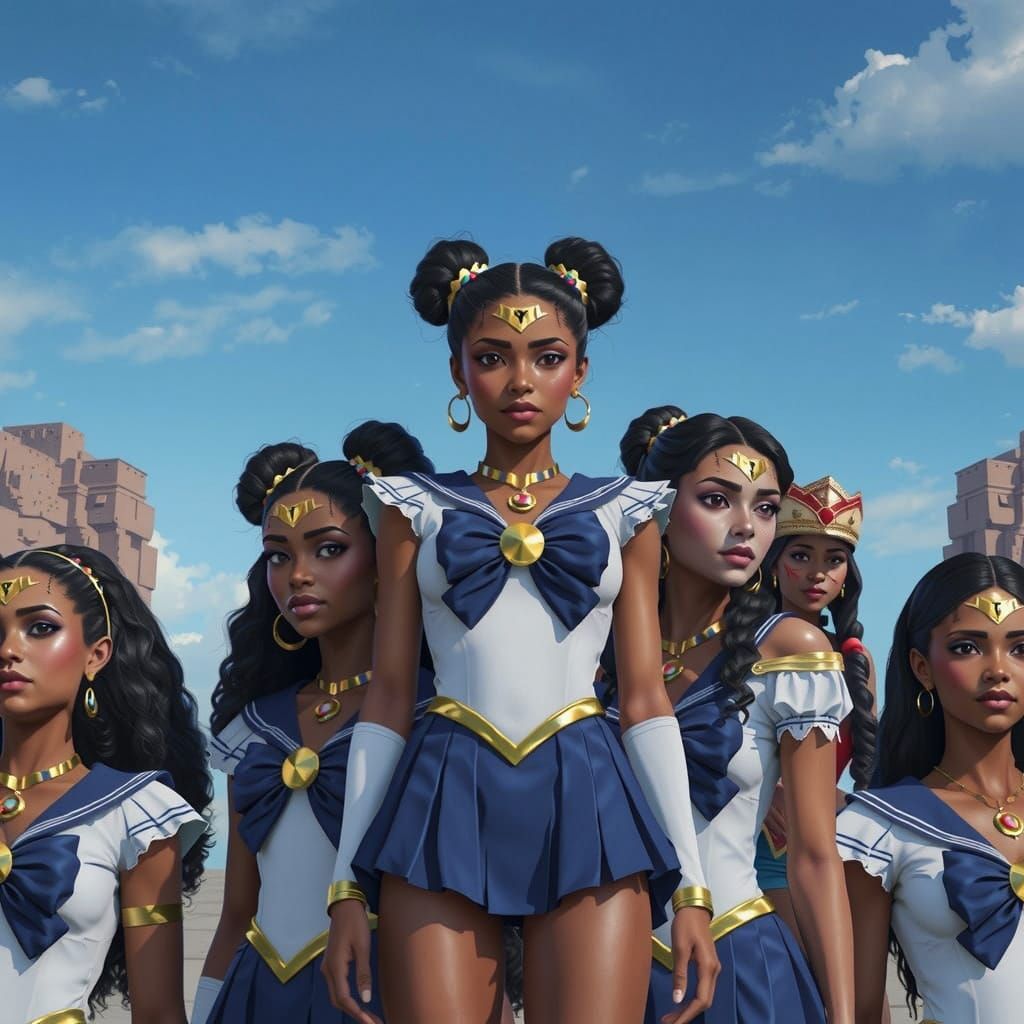 Multiracial Sailor Scouts Unite in Vibrant, Hyper-Detailed A...