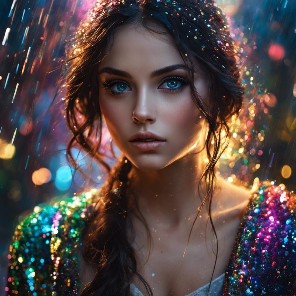 Glitter Rain - 1 - AI Generated Artwork - NightCafe Creator