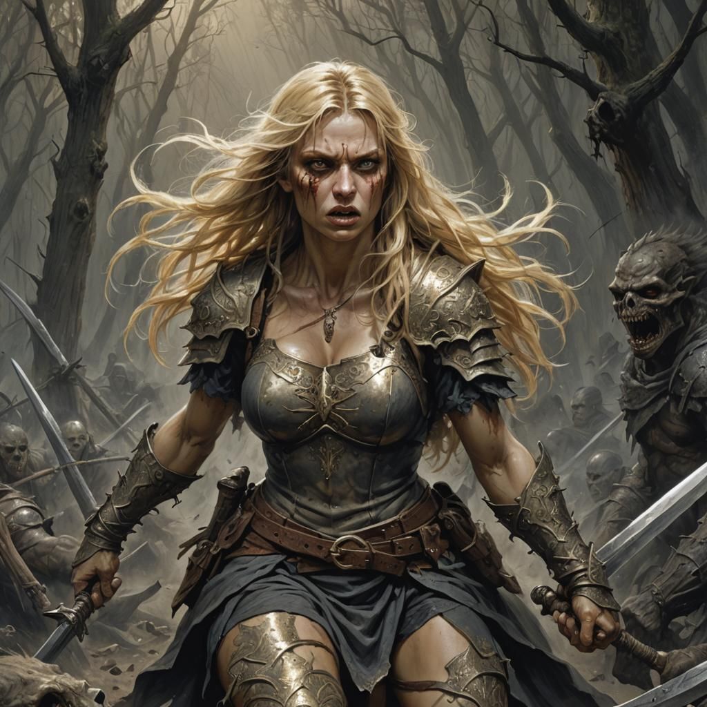 Savage Blonde female Warrior