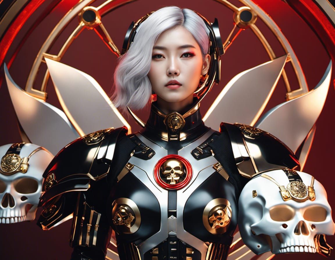 beautiful Korean idol woman, fair skin, short straight hair,...