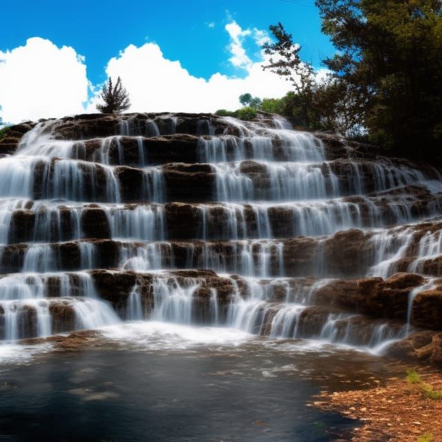 Two Water falls  near lake