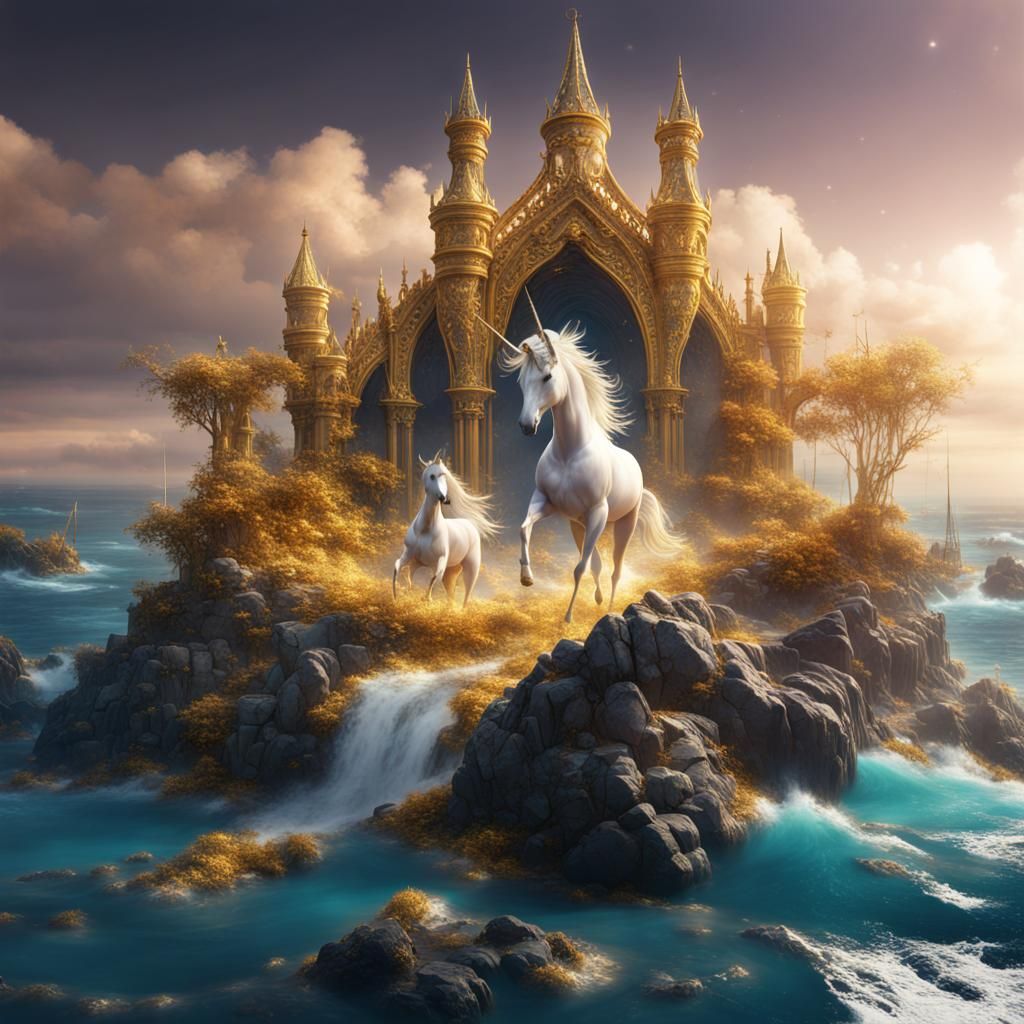 unicorn gold, diamonds and juwels, sea