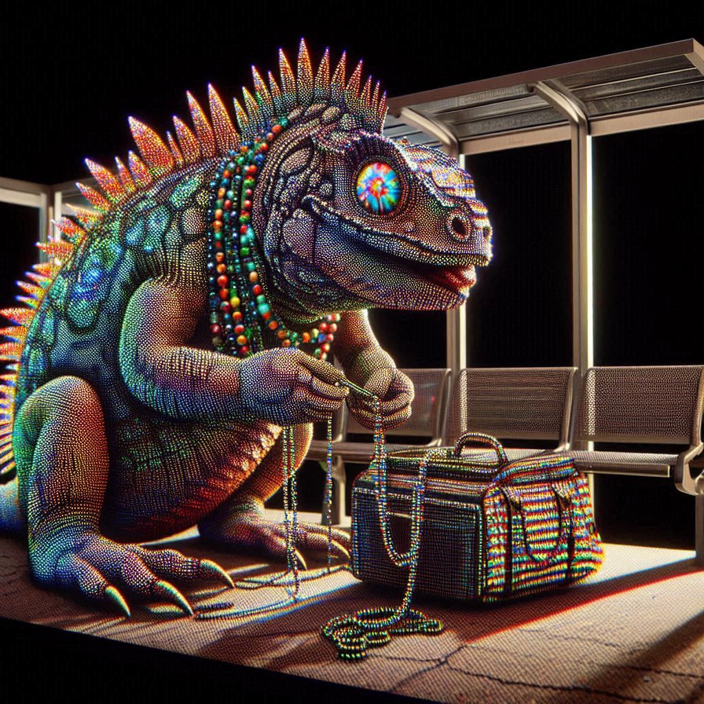 gila monster/beaded lizard at the bus stop