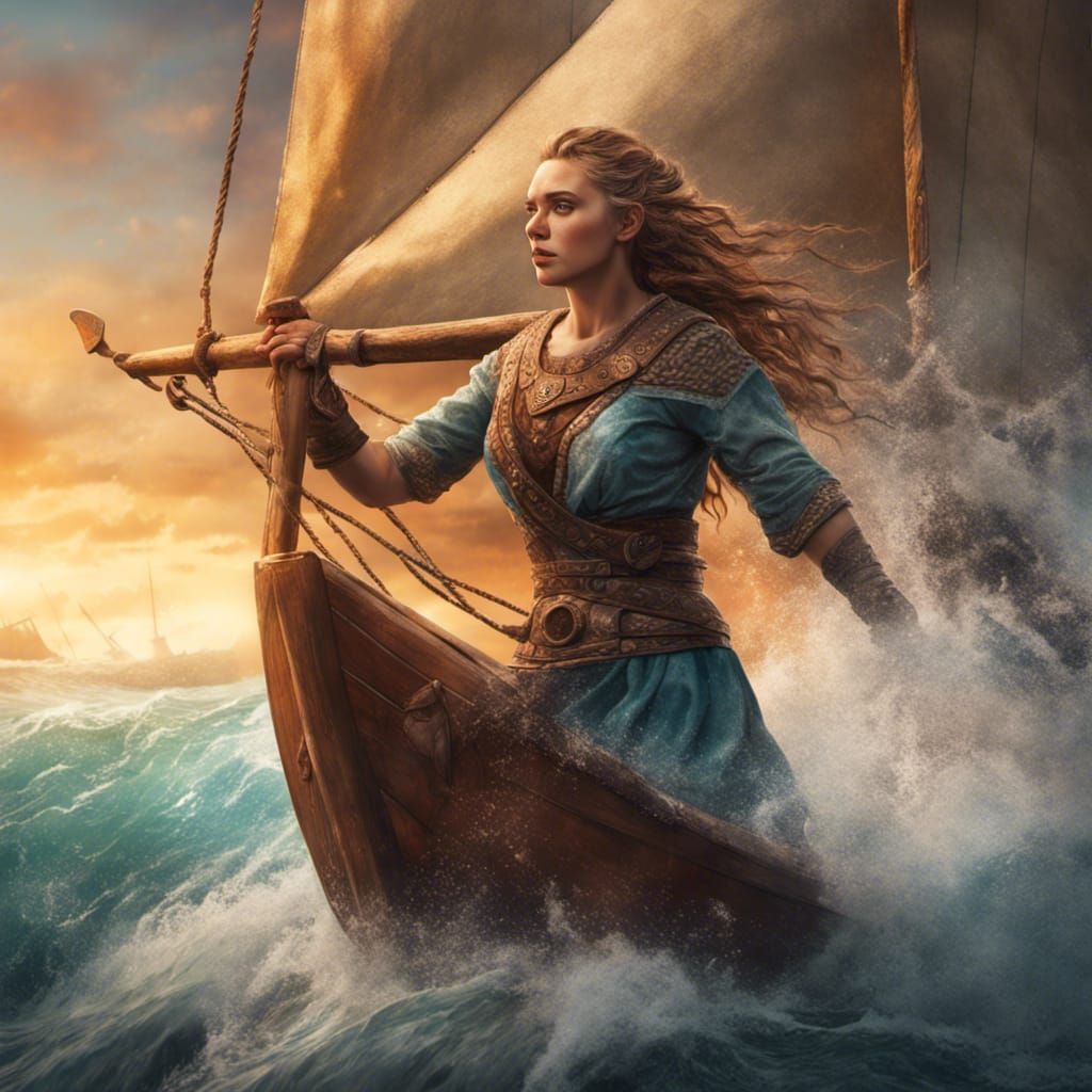 Viking woman sailing