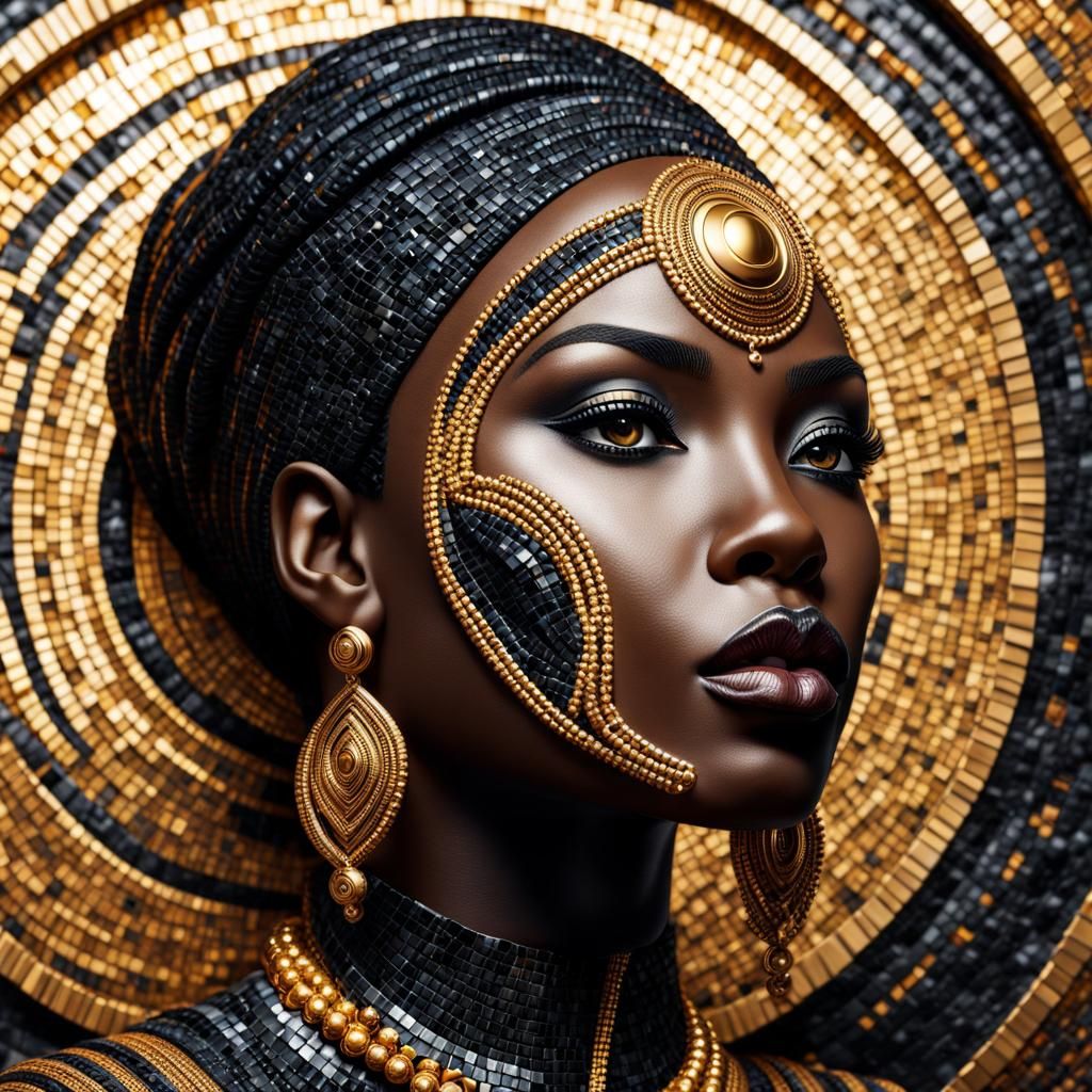 Beautiful Portrait Woman Black and Gold - AI Generated Artwork ...