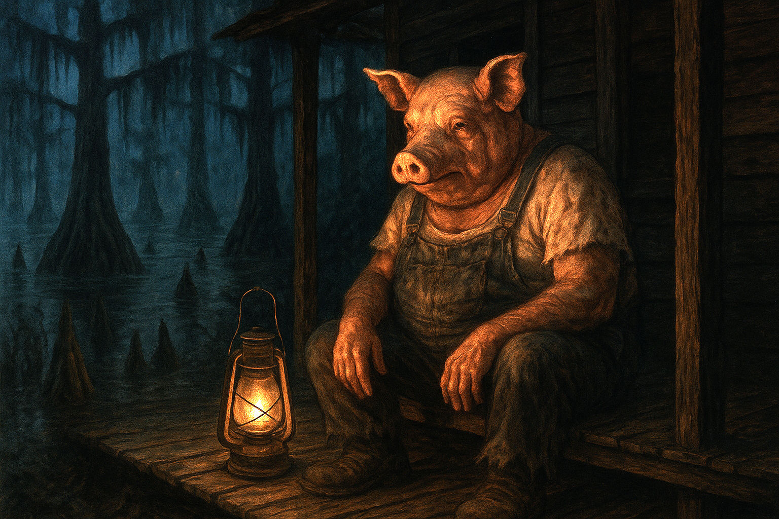 Uselyss Eustace on the porch of his shack