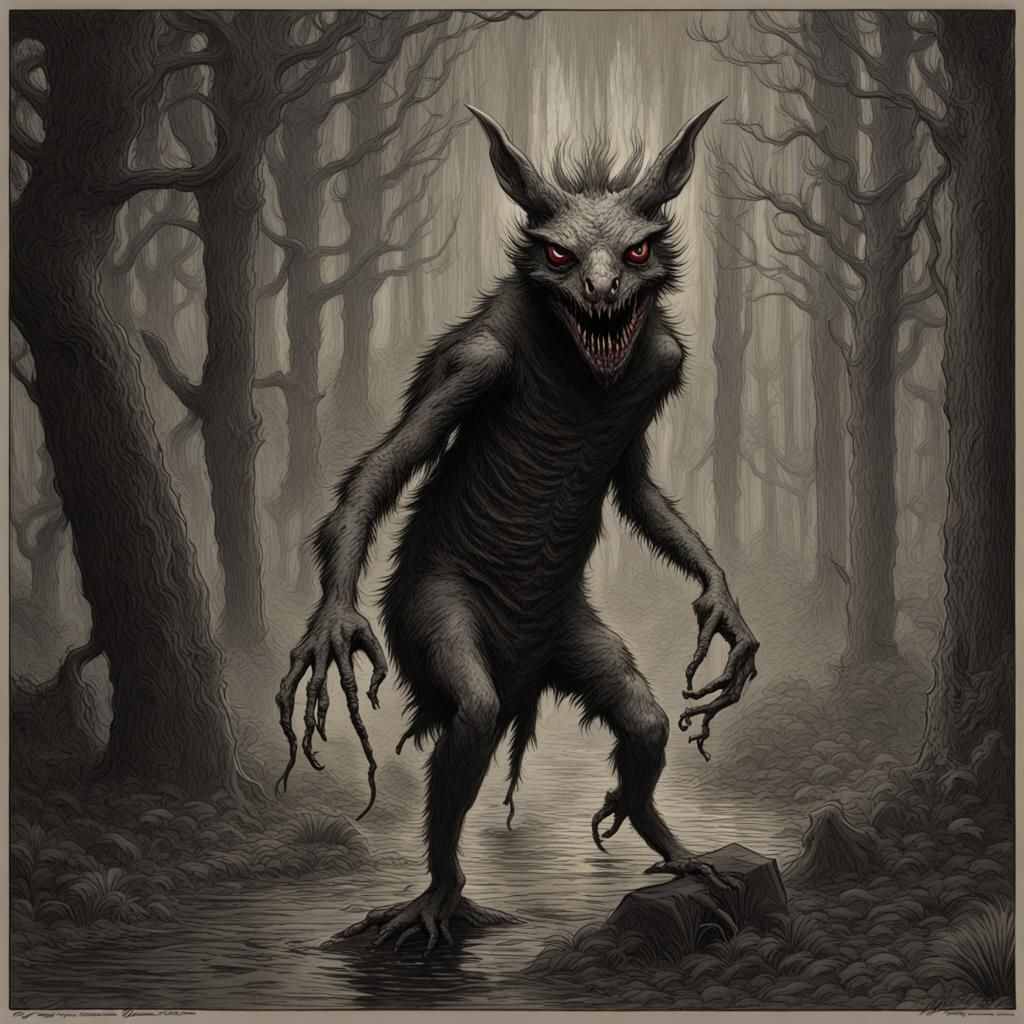 Chupacabra, done in the style of horror Gustave Doré Greg Ru...