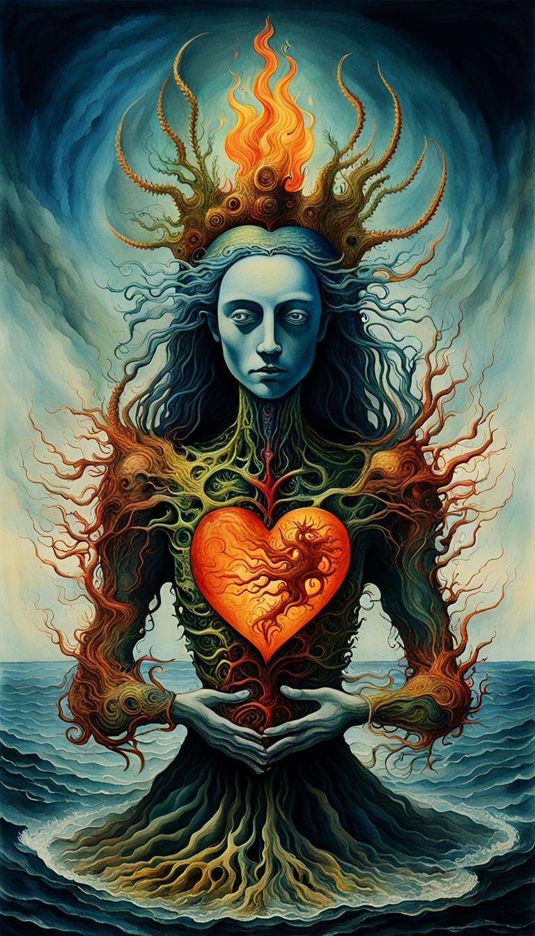 Heart of flame ,Sacred Heart Of Christ ,sea weed   Je me sou...