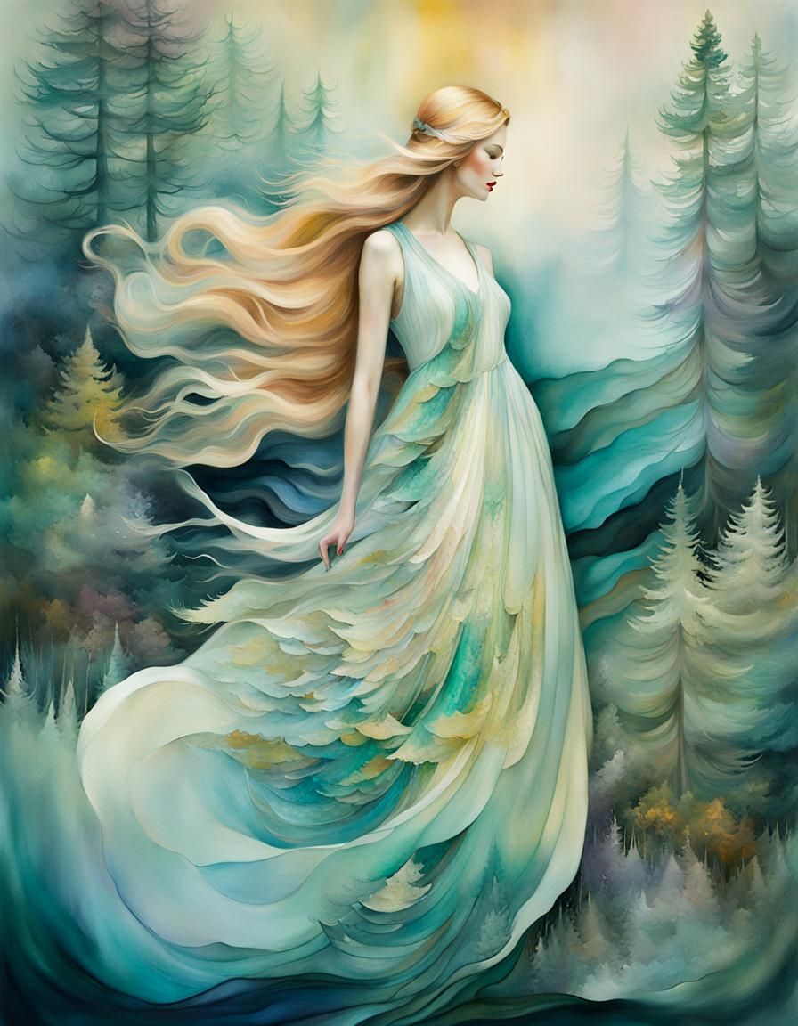 Goddess of Love Coniferous Forest: Multi Exposure Art