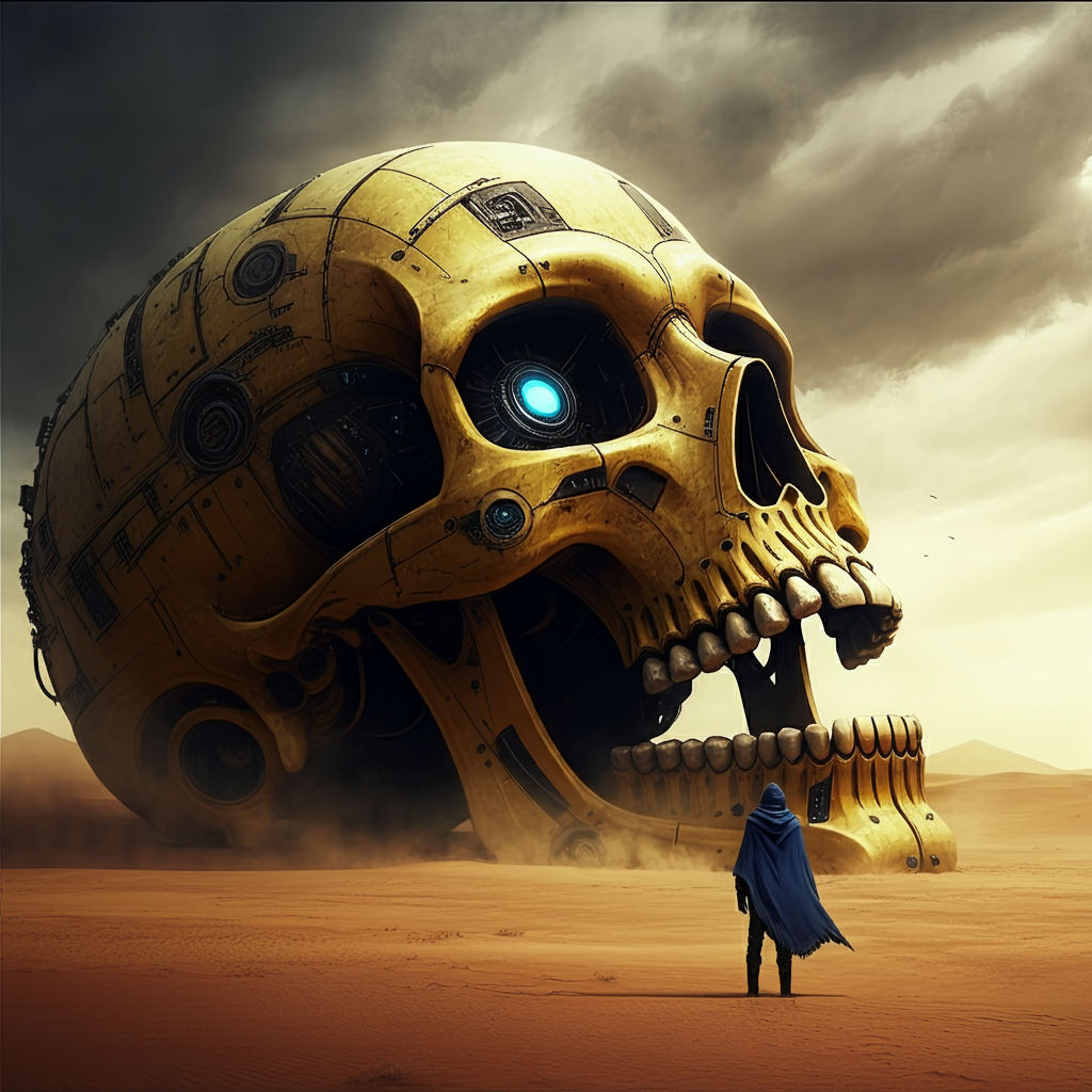 A giant mechanical skull