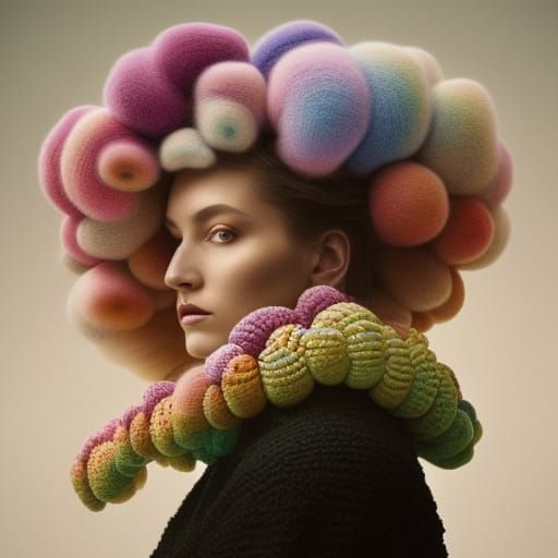 Coloured clouds over a beautiful woman braided hair with a m...