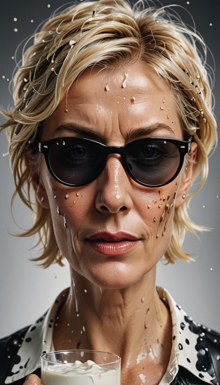 Realistic and ultra-detailed movie scene: DETAIL of the face of a beautiful  and elegant 50-year-old blonde short hair lady with black sungl... - AI  Generated Artwork - NightCafe Creator