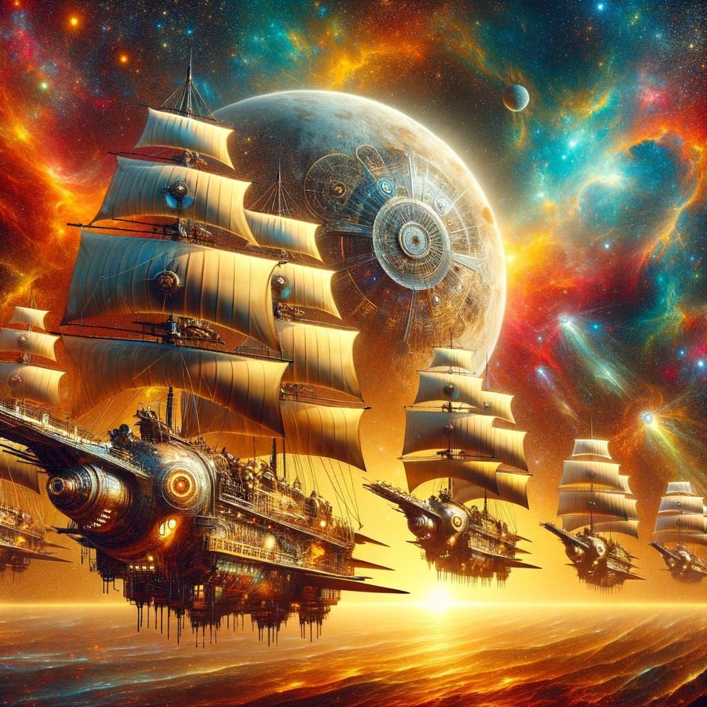 Solar Sail Ships sailing the Cosmos  by @Jeff